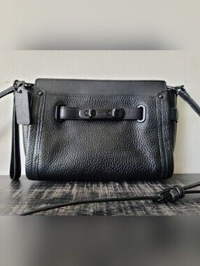 Coach Black Leather Mini Swagger Crossbody Bag #53032